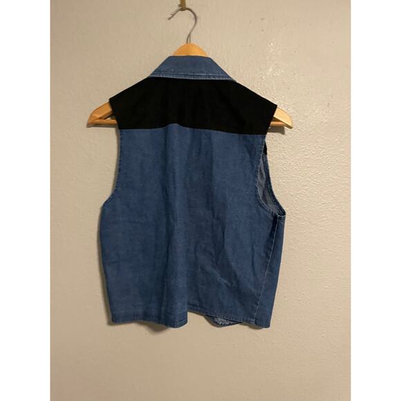 Vintage VRG Sport Womens Vest Medium Blue Denim Concho Buttons Western Rodeo 90s - Picture 4 of 7